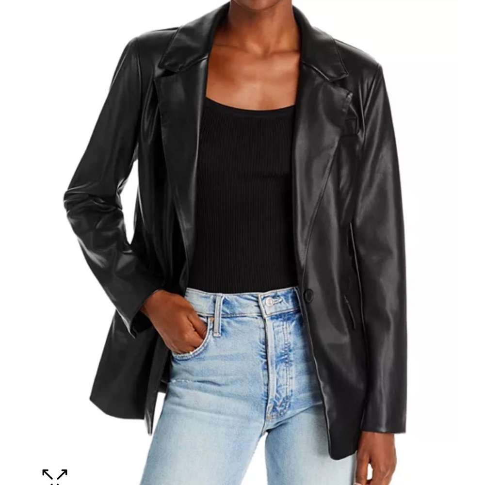 Aqua x Maeve Reilly faux leather blazer